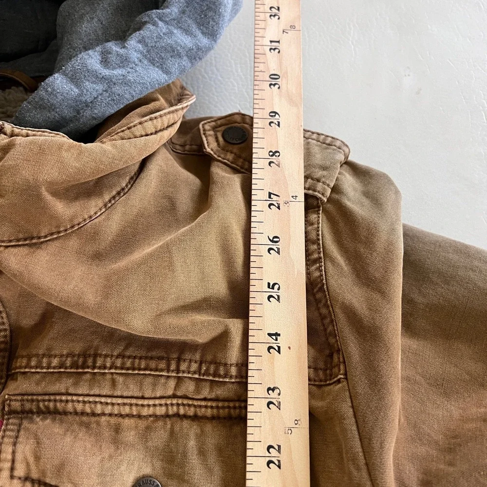 Levis Field Jacket Men L Brown Military Sherpa Lined Hooded Canvas Utility Coat